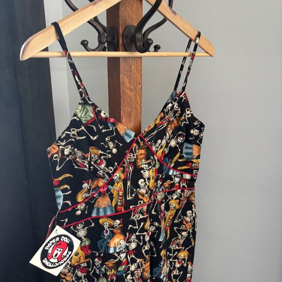 Partying skeletons /Day of the Dead dress by Paper Doll Productions S - Picture 13 of 13